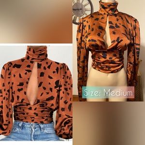 CBR- High Neck Satin Backless Blouse